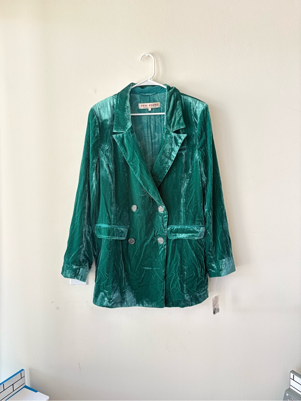 Free People Emerald Green Velvet Blazer